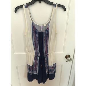 Alya White and Blue Paisley Romper